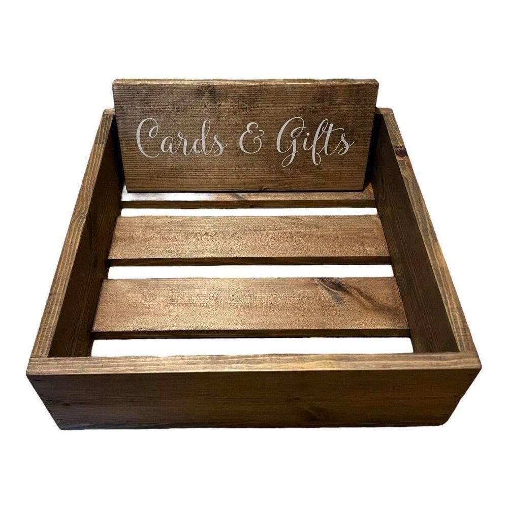Rustic Brown Wooden Wedding Card & Gift Box Country Decor Display Crate Present